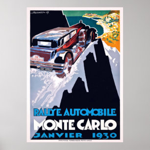 Monte Carlo Rallye Auto 1930 Poster