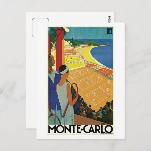  Monte Carlo Tennis Travel Ad Briefkaart (Voorkant / Achterkant)