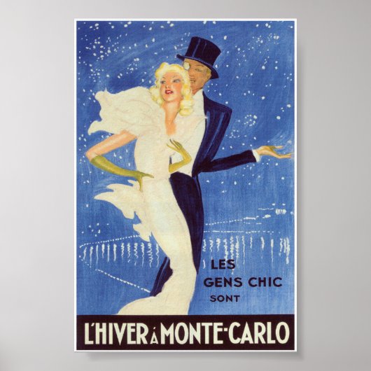 Monte Carlo Vintage Travel Poster (Voorkant)