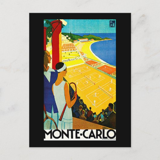 Monte Carlo Vintage Travel Poster Briefkaart (Voorkant)