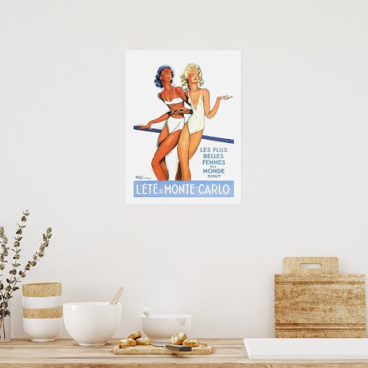 Monte Carlo, vrouwen in een badpak, , reizen Poster (Keuken)