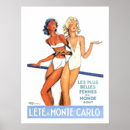 Monte Carlo, vrouwen in een badpak, , reizen Poster (Voorkant)