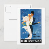 Monte Carlo Winter Travel Ad Briefkaart (Voorkant / Achterkant)