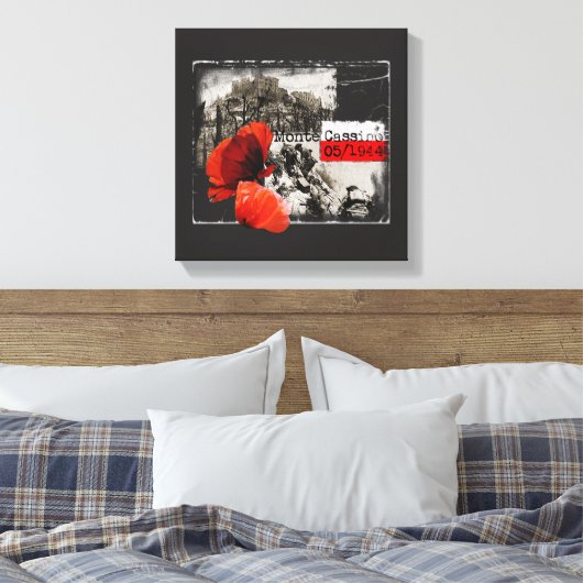 Monte Cassino Battle WW2 Czerwone Maki Poland Canvas Afdruk (Insitu (Slaapkamer))
