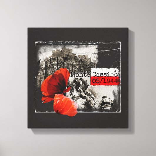 Monte Cassino Battle WW2 Czerwone Maki Poland Canvas Afdruk (Voorkant)
