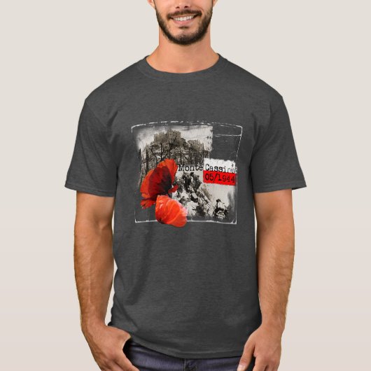 Monte Cassino Battle WW2 Czerwone Maki Poland T-shirt (Voorkant)