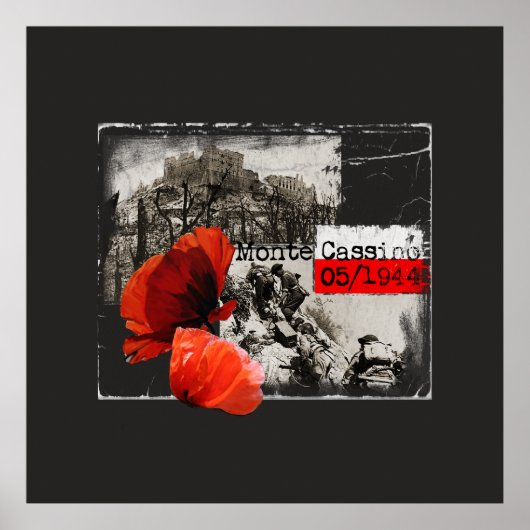 Monte Cassino Battle WW2 Czerwone Maki Polen Poster (Voorkant)