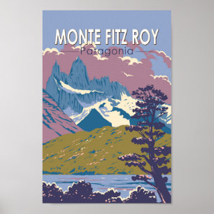 Monte Fitz Roy Patagonia Reizen Kunst Vintage Poster