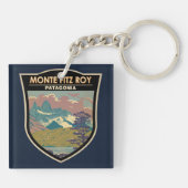 Monte Fitz Roy Patagonia Reizen Kunst Vintage Sleutelhanger (Achterkant)