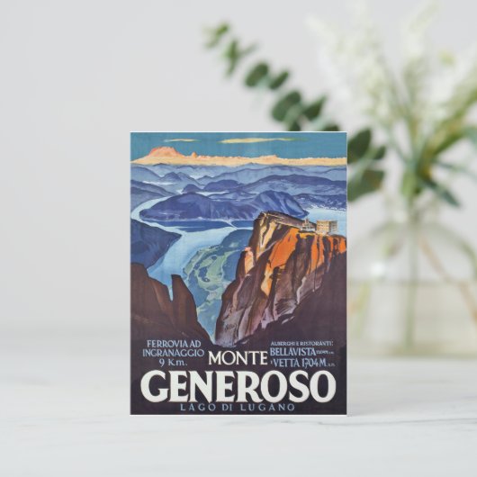 Monte Generoso, Lugano-meer, uitzicht uit de berg Briefkaart (Staand voorkant)