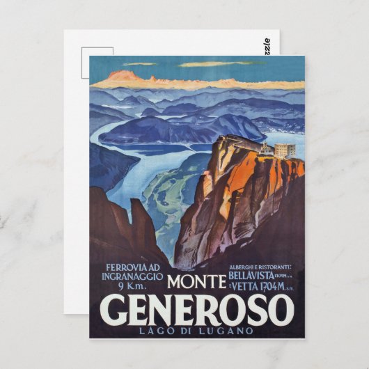 Monte Generoso, Lugano-meer, uitzicht uit de berg Briefkaart (Voorkant / Achterkant)