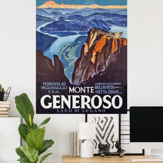 Monte Generoso, Lugano-meer, uitzicht uit de berg Poster (Thuiskantoor)