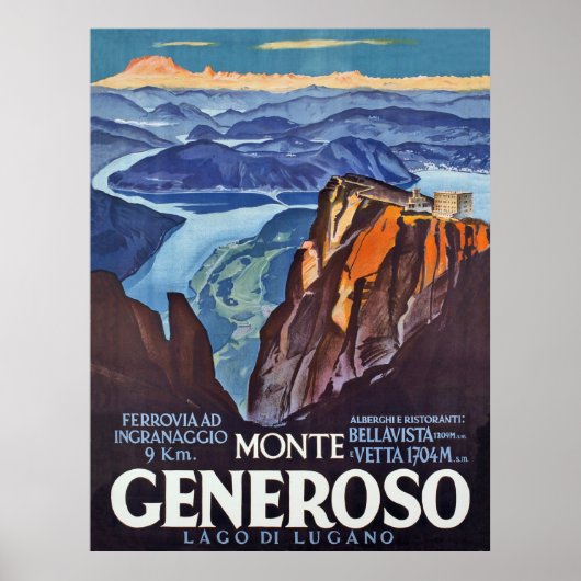 Monte Generoso, Lugano meer, uitzicht vanaf de ber Poster (Voorkant)
