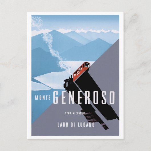Monte Generoso Reisposter Illustratie Briefkaart (Voorkant)