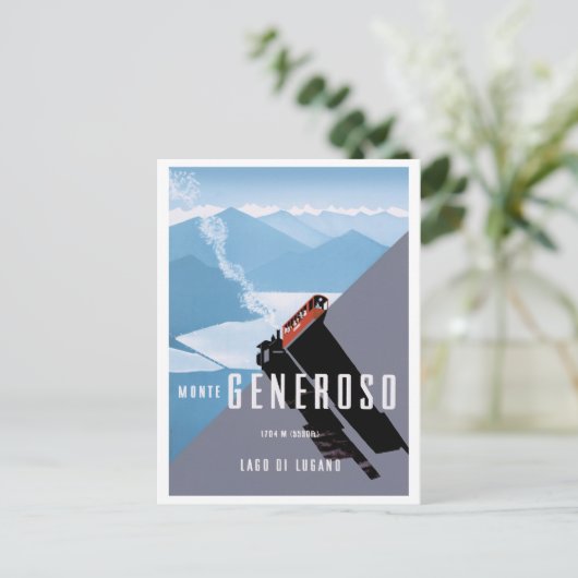 Monte Generoso Travel Poster Illustration Postcard Briefkaart (Staand voorkant)