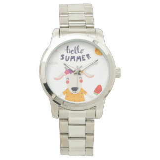 Monte Hello summer - grote zilverarmd armband Horloge