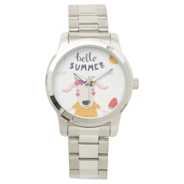 Monte Hello summer - grote zilverarmd armband Horloge (Voorkant)