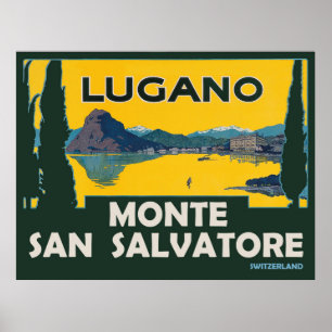 Monte San Salvatore, uitzicht van het lugano-meer Poster