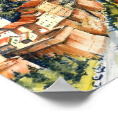 Monte Titano San Marino Waterverf Schilderij Reize Poster (Hoek)