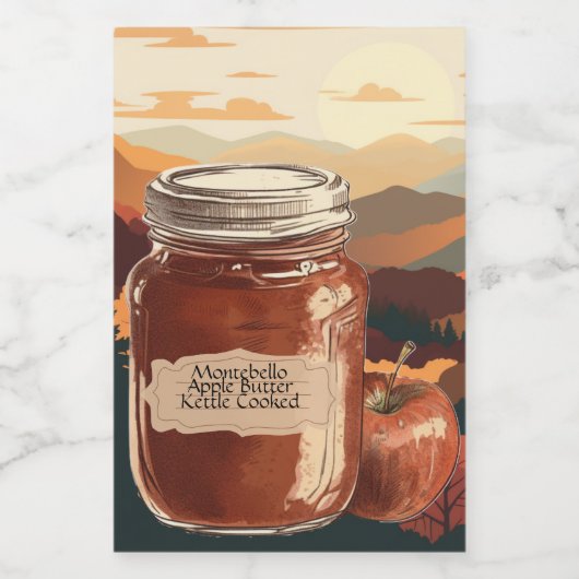 Montebello Apple Butter, aanpasbaar Voedselcontainer Etiket (Enkel label)