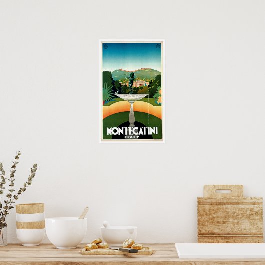 Montecatini Tuscany Italië Vintage Travel Poster (Keuken)