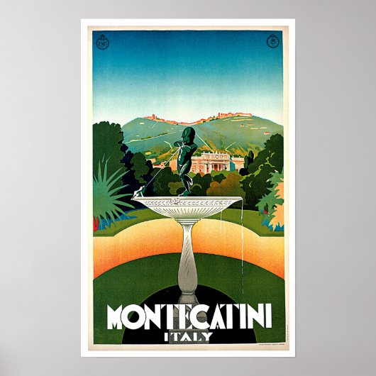 Montecatini Tuscany Italië Vintage Travel Poster (Voorkant)