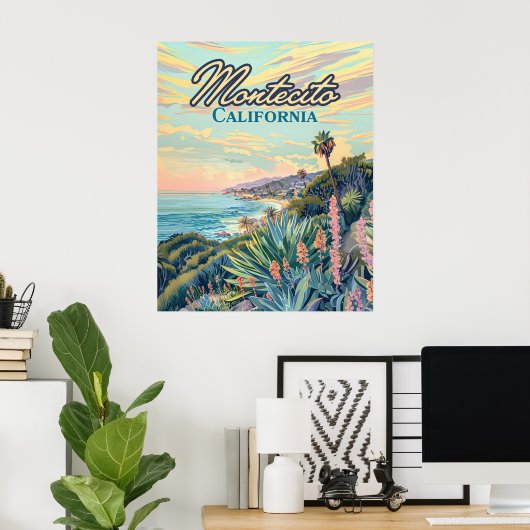Montecito California Santa Barbara Coastline Poster (Thuiskantoor)