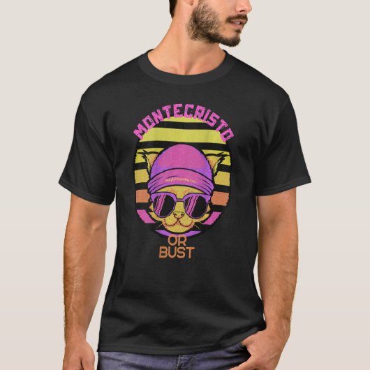 Montecristo of buste retro esthetische kat met een t-shirt (Voorkant)