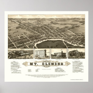 Monteer Clemens, MI Panoramic Map - 1882 Poster