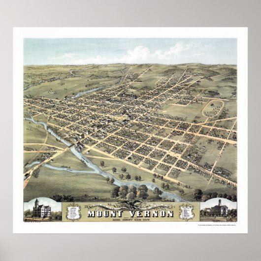 Monteer Vernon, OH Panoramic Map - 1870 Poster (Voorkant)