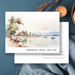 Montego Bay Jamaica Aquarel Landschap Reis Briefkaart