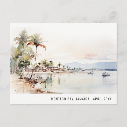 Montego Bay Jamaica Aquarel Landschap Reis Briefkaart (Voorkant)