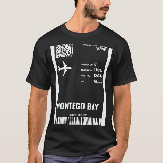 Montego Bay Jamaica Boarding Pass Airline Ticket T T-shirt (Voorkant)