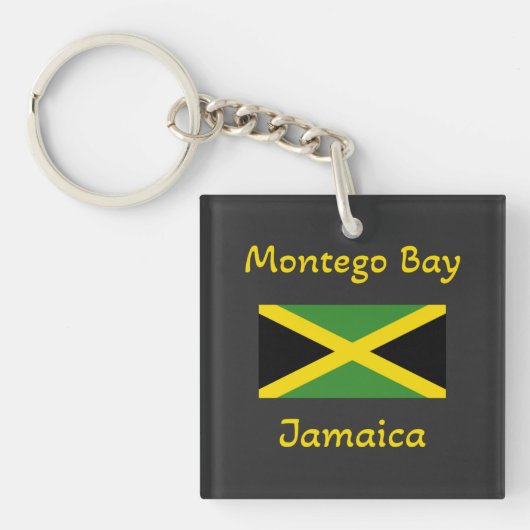 Montego Bay Jamaica - Jamaicaanse vlag Sleutelhang Sleutelhanger (voorkant)