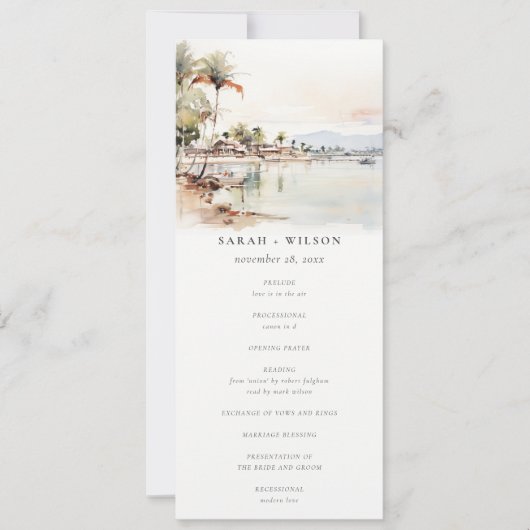 Montego Bay Jamaica Landschap Huwelijksprogramma Kaart (Voorkant)