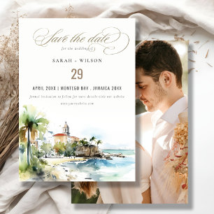 Montego Bay Jamaica Landschap Trouwfoto Save The Date