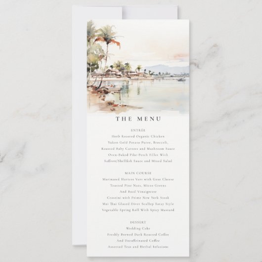 Montego Bay Jamaica Landschap Wedding Menu Kaart (Voorkant)