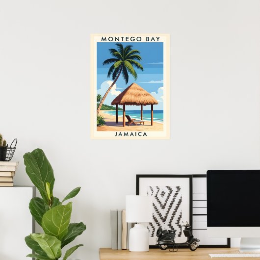 Montego Bay Jamaica Travel Art - TROPISCH EILAND Poster (Thuiskantoor)