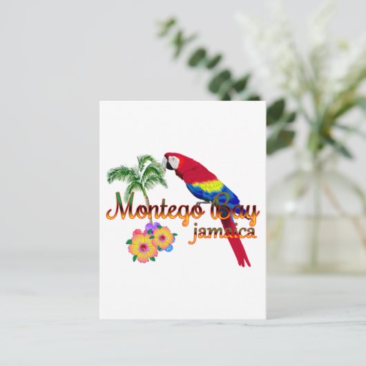 Montego Bay Jamaica Tropical Parrot Briefkaart (Staand voorkant)