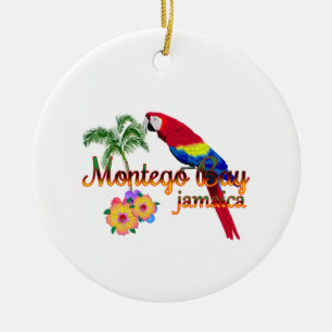 Montego Bay Jamaica Tropical Parrot Keramisch Ornament