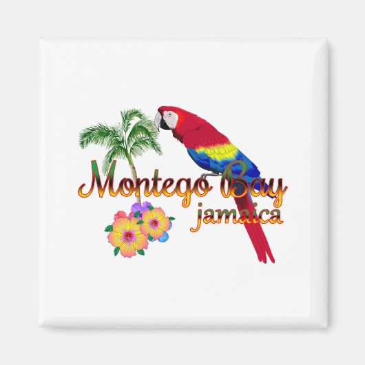 Montego Bay Jamaica Tropical Parrot Magneet (Voorkant)
