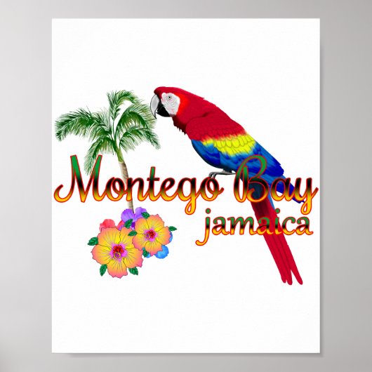Montego Bay Jamaica Tropical Parrot Poster (Voorkant)