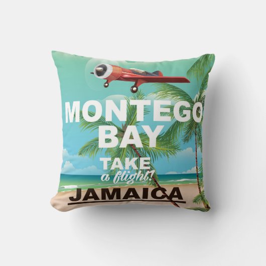 Montego Bay Jamaica vintage reisposter Kussen (Voorkant)