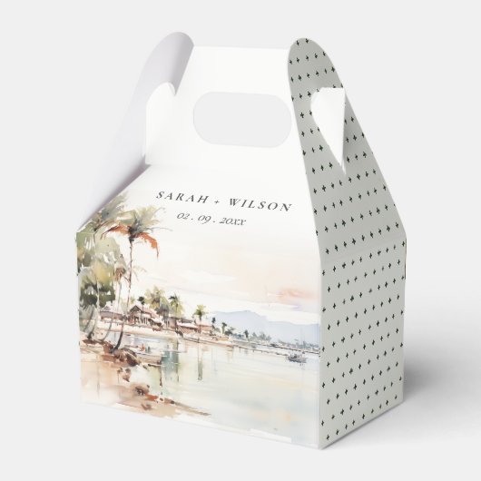 Montego Bay Jamaica Waterverf bruiloft Bedankdoosjes (Achterkant)