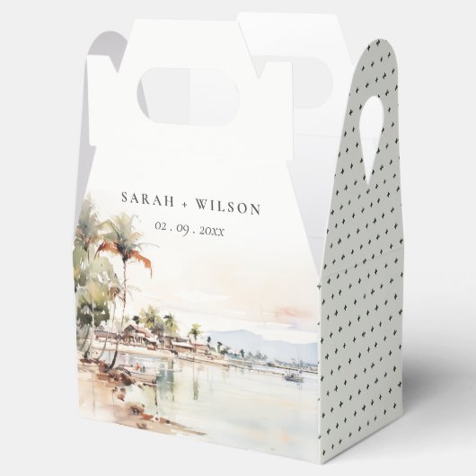 Montego Bay Jamaica Waterverf bruiloft Bedankdoosjes (Geopend)