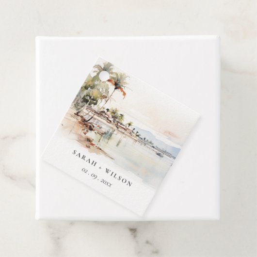 Montego Bay Jamaica Waterverf bruiloft Bedankjes Labels (In situ)