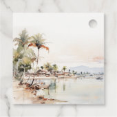 Montego Bay Jamaica Waterverf bruiloft Bedankjes Labels (Achterkant)