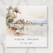Montego Bay Jamaica Waterverf bruiloft Bedankjes Labels (Voorkant)