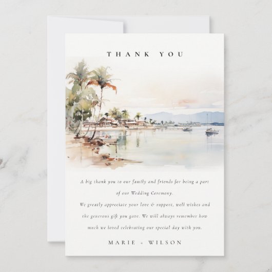 Montego Bay Jamaica Waterverf bruiloft Bedankkaart (Voorkant)