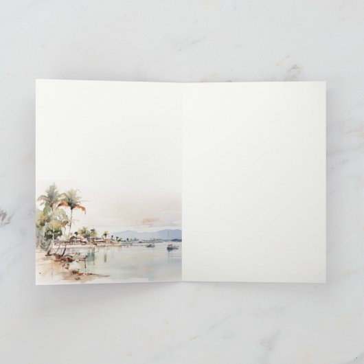 Montego Bay Jamaica Waterverf bruiloft Bedankkaart (Binnen)